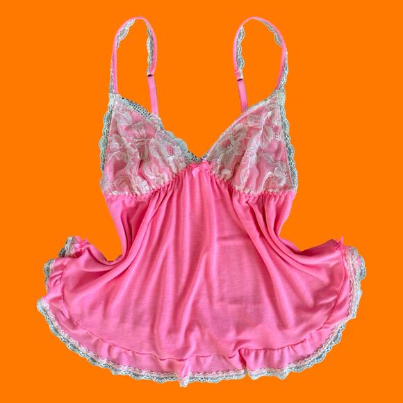 00's vintage pink lace lingerie y2k babydoll MEDIUM victoria's secret - Picture 1 of 8